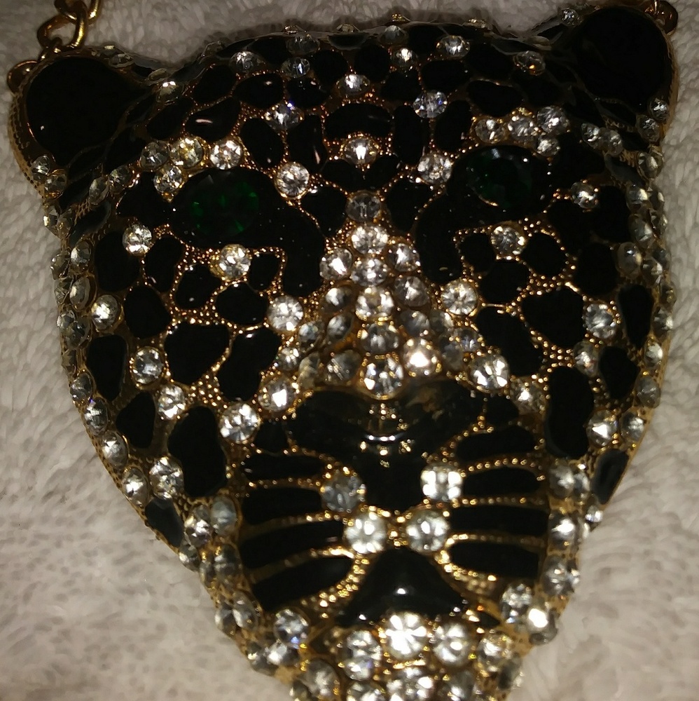 Gorgeous Gold Tone Embellished Leopard Necklace🌷
